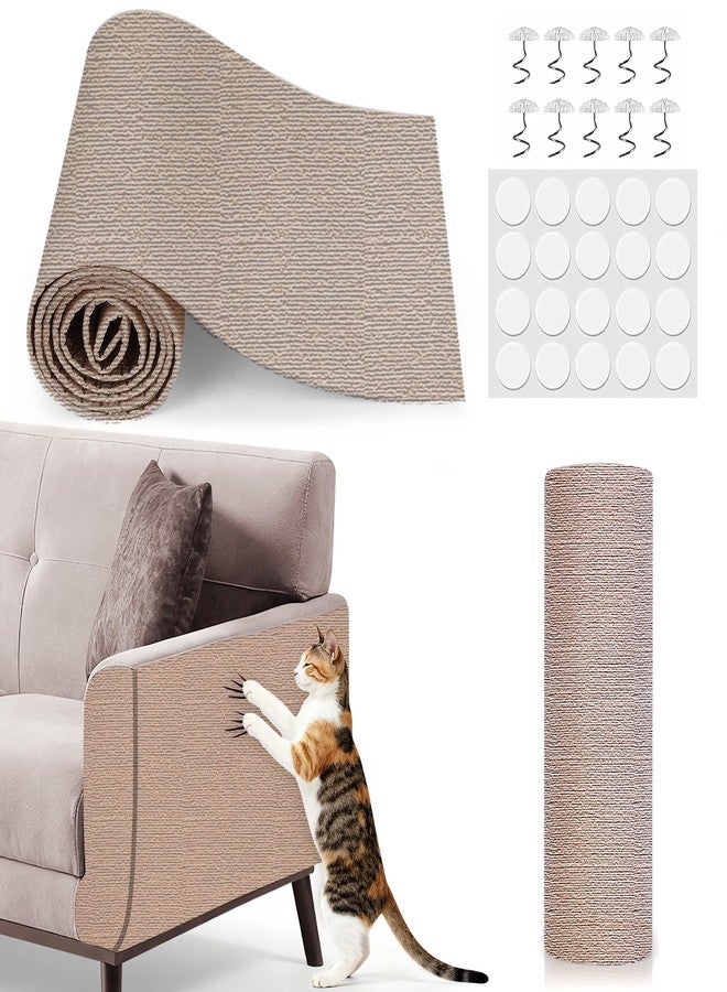 Dyale 78.7"x15.8" Cat Scratch Mat,Adhesive Cat Scratch Pad for Furniture,DIY Cats Scratch Furniture Protector for Furniture,Sofa,Couch,Covering Cat Scratching Post Replacement Pads,Light Khaki - Image 1